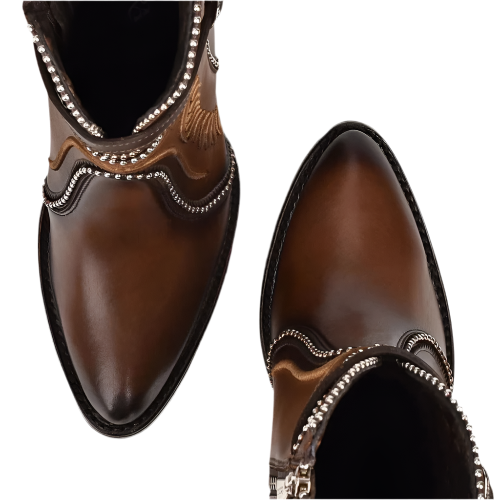 Cuadra Embroidered Honey Leather Western Bootie