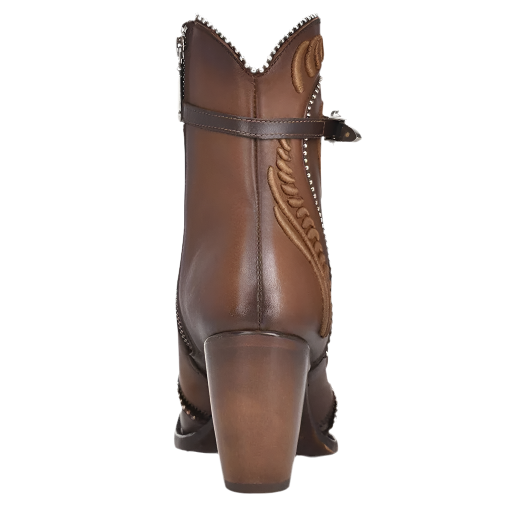 Cuadra Embroidered Honey Leather Western Bootie
