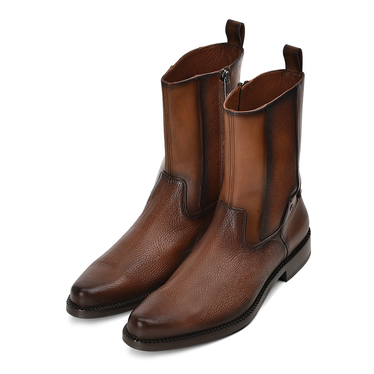 Cuadra Mens Deer Zipper Round Toe Botin
