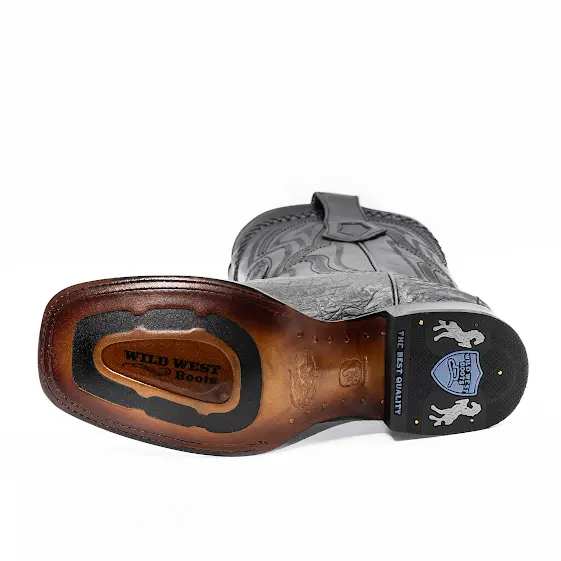 Wild West Boots Black Caiman Belly- 824L8205