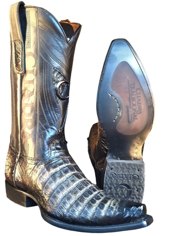Cuadra Black Sand Caimen Pointed Toe