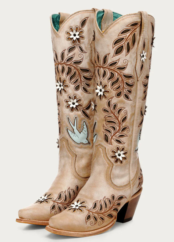 Corral Boot Company Straw Laser Flowers -Z5429