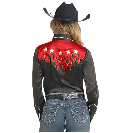 Rock & Roll Women's Retro Shirt With Flames