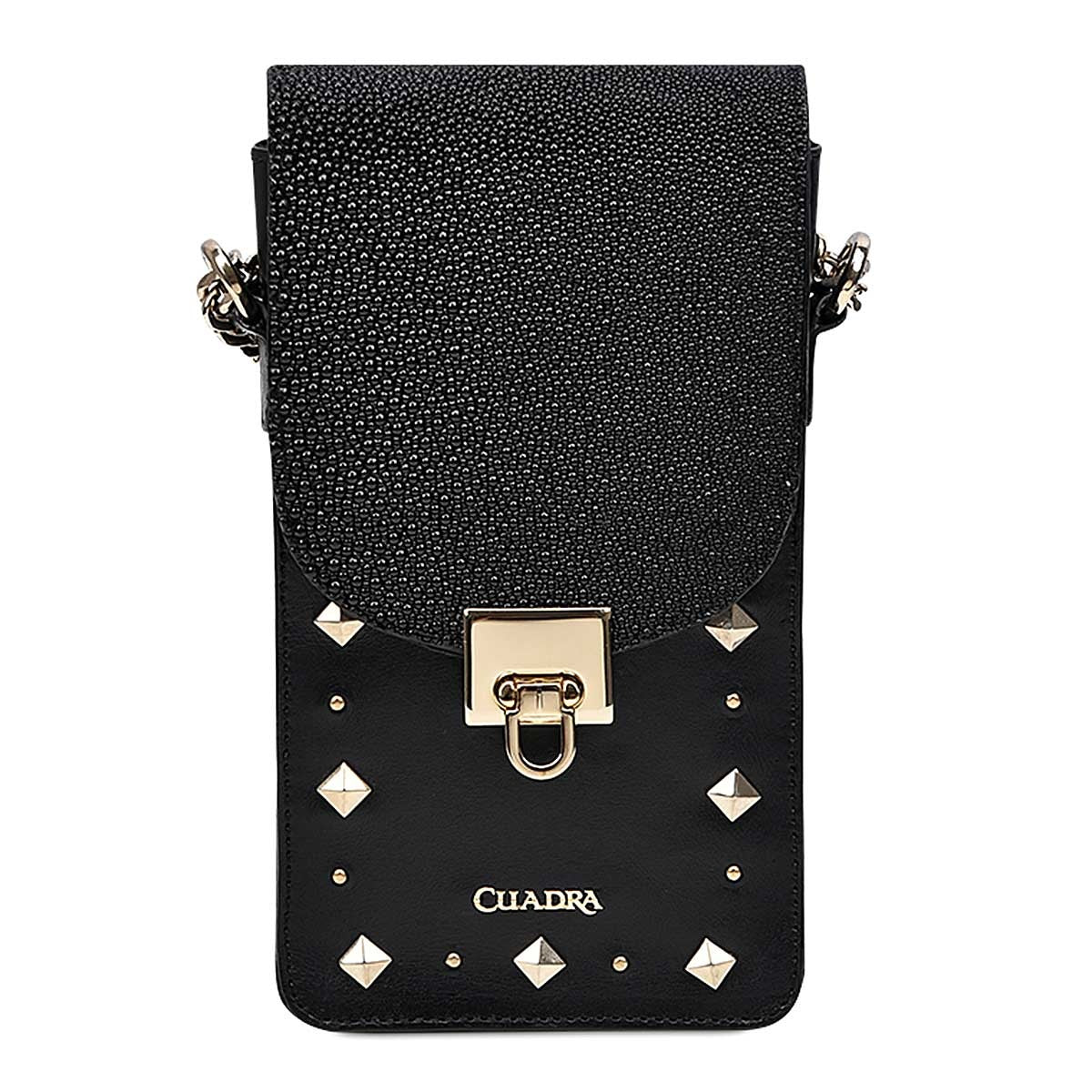 Cuadra Black Stingray Stud Phone Cross Bag