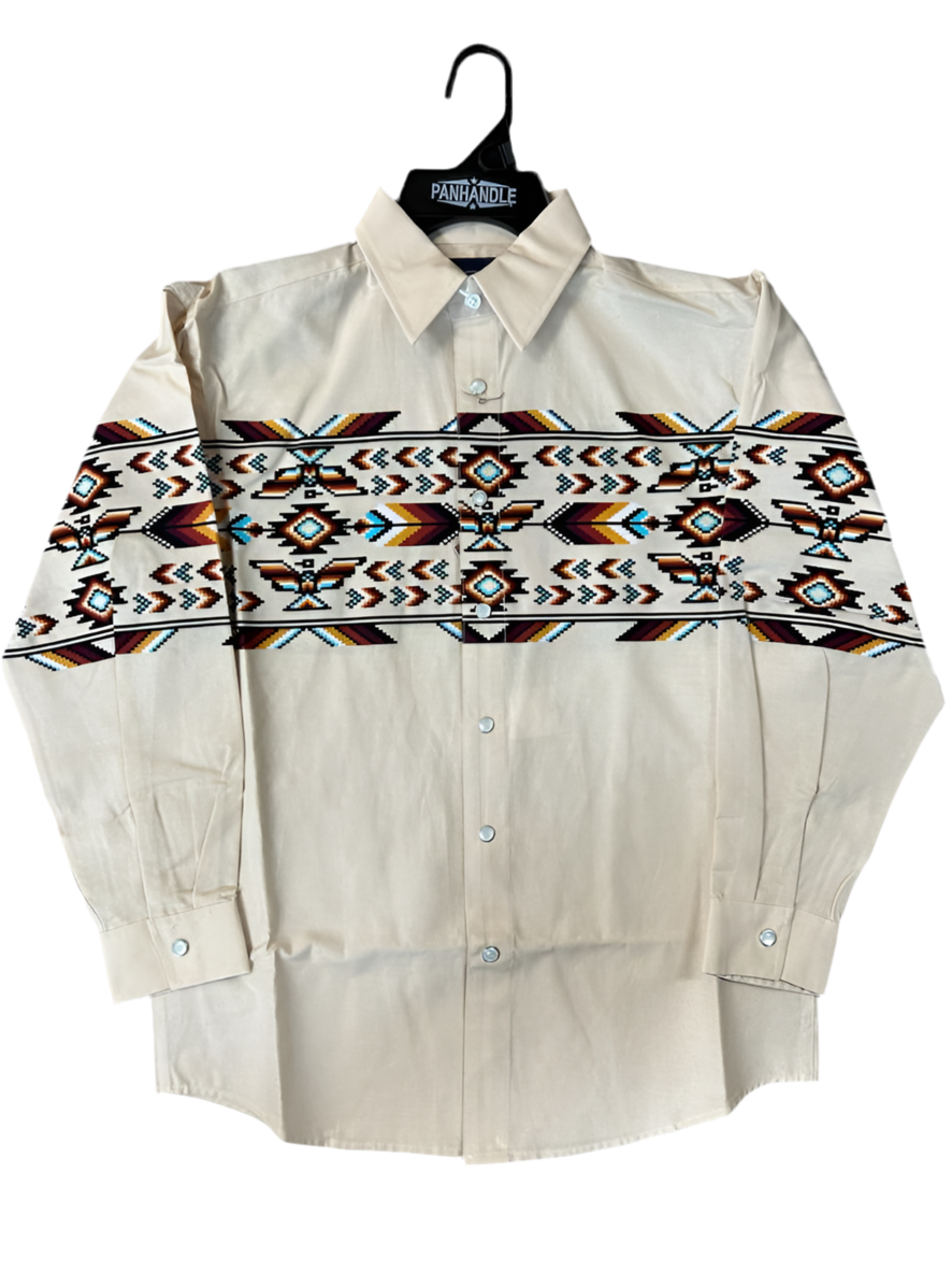 Panhandle Slim Thunderbird Border Tan/Cream Boy Shirt