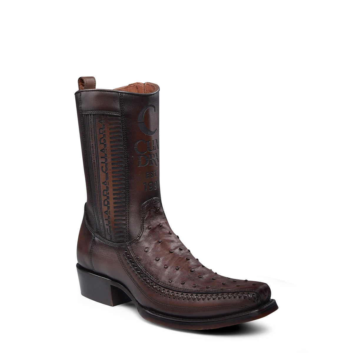 Cuadra Mens Chocolate Flame Ostrich Laser