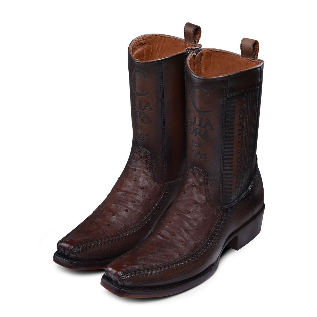 Cuadra Mens Chocolate Flame Ostrich Laser