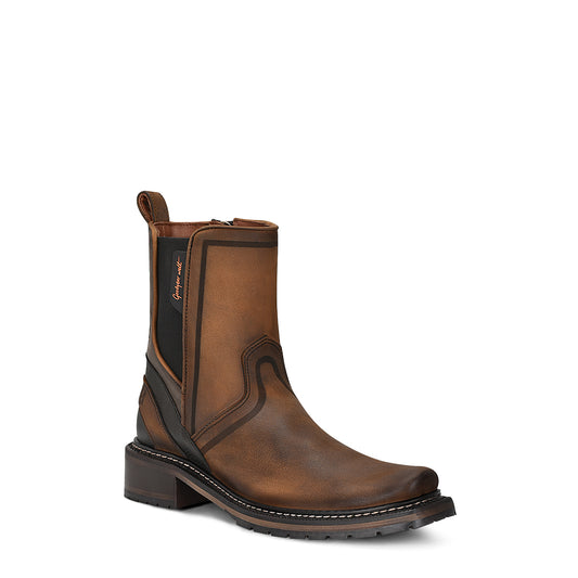 Cuadra Mens Brown Zipper Narrow Square Toe Boot