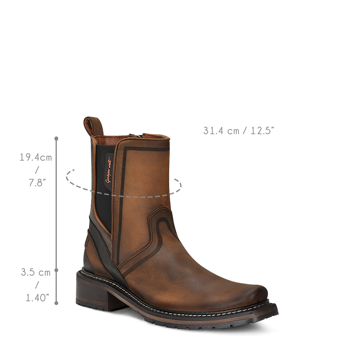 Cuadra Mens Brown Zipper Narrow Square Toe Boot