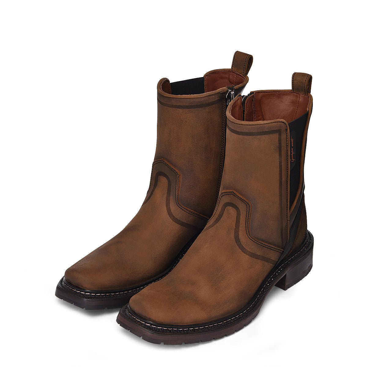 Cuadra Mens Brown Zipper Narrow Square Toe Boot