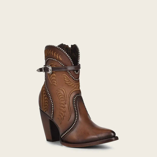 Cuadra Embroidered Honey Leather Western Bootie