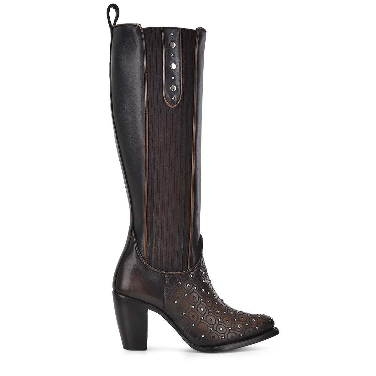 Cuadra Ladies Brown Maple Zipper & Studs Boot