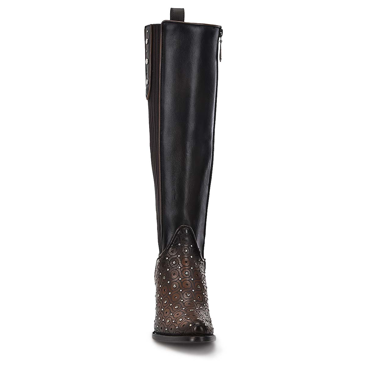 Cuadra Ladies Brown Maple Zipper & Studs Boot