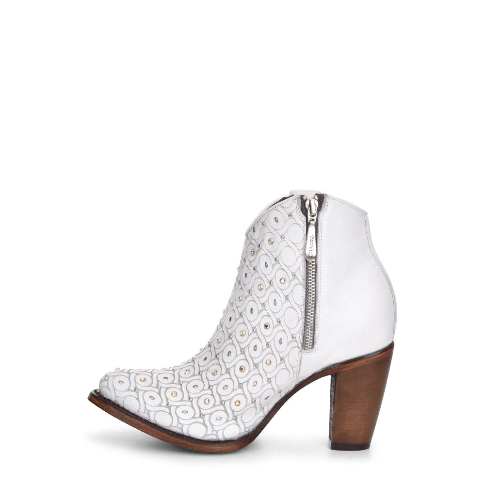 Cuadra White Laser Booties with Authentic Austrian Crystals