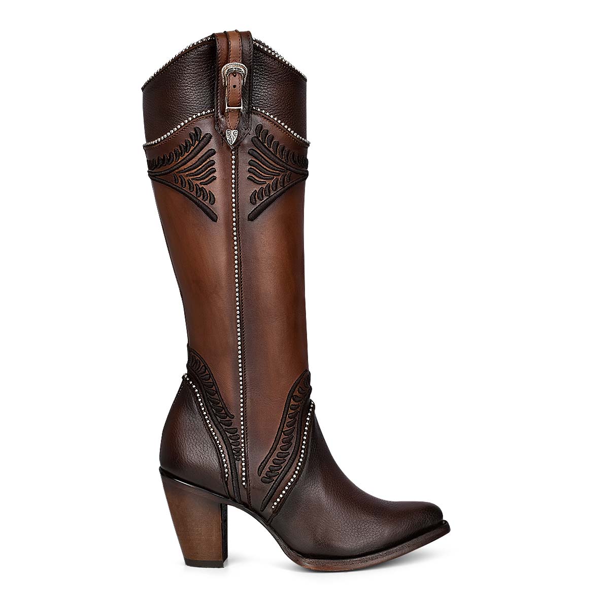 Cuadra Ladies Chocolate Embroidery Round Toe Boot