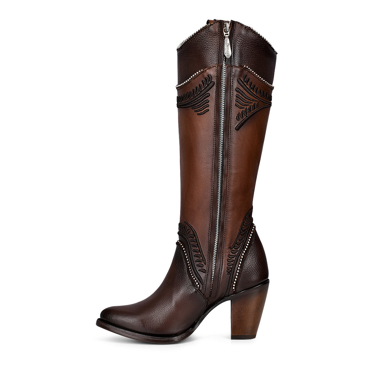 Cuadra Ladies Chocolate Embroidery Round Toe Boot