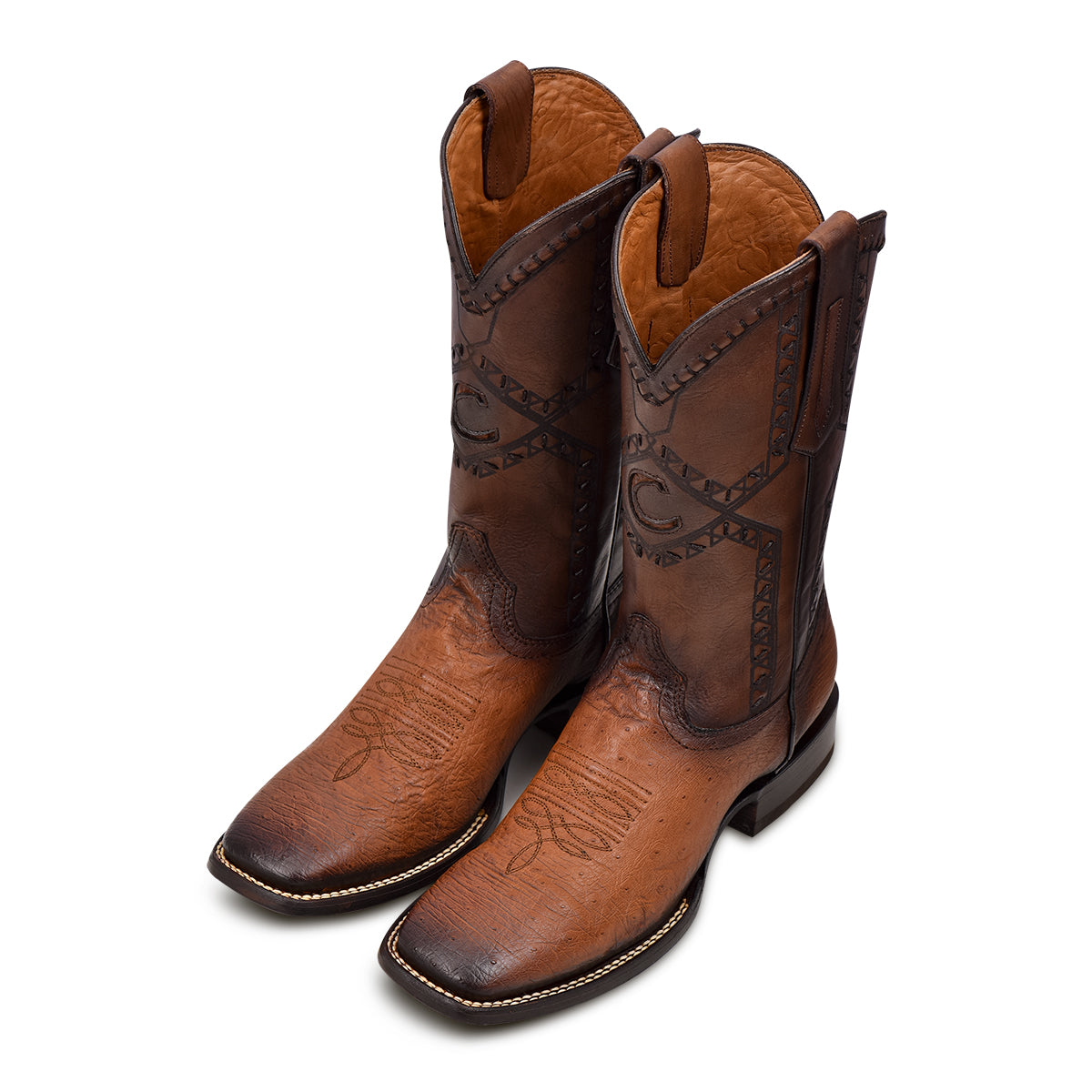 Cuadra Ostrich Belly Flame Honey Boot