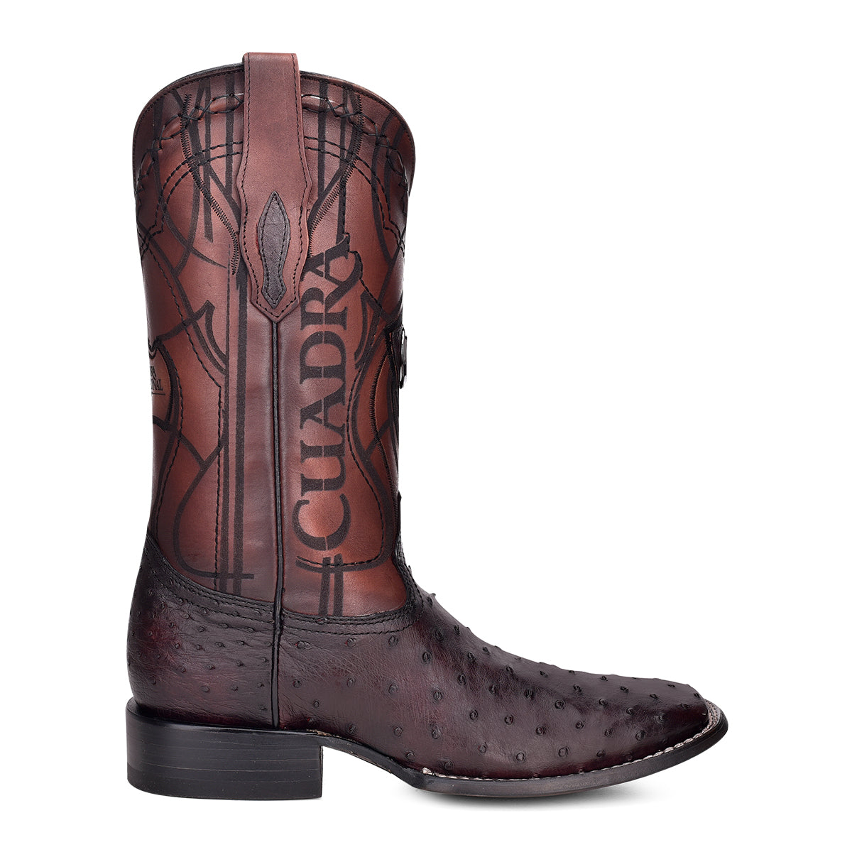 Cuadra Mens Black Cherry Ostrich Exotic Boot