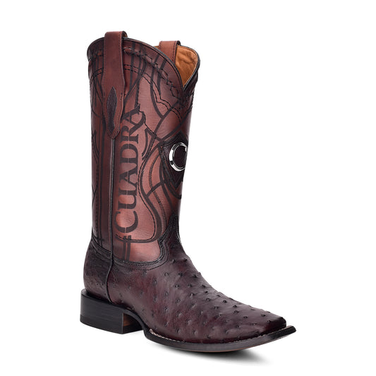 Cuadra Mens Black Cherry Ostrich Exotic Boot