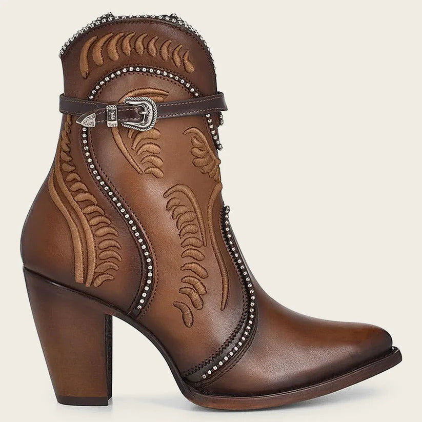 Cuadra Embroidered Honey Leather Western Bootie