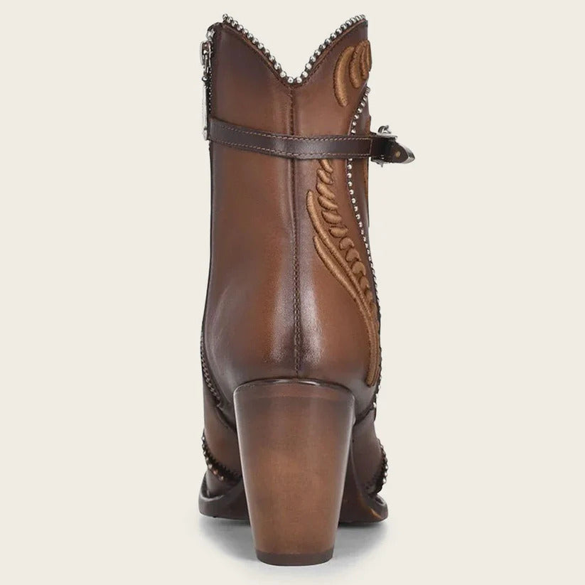 Cuadra Embroidered Honey Leather Western Bootie