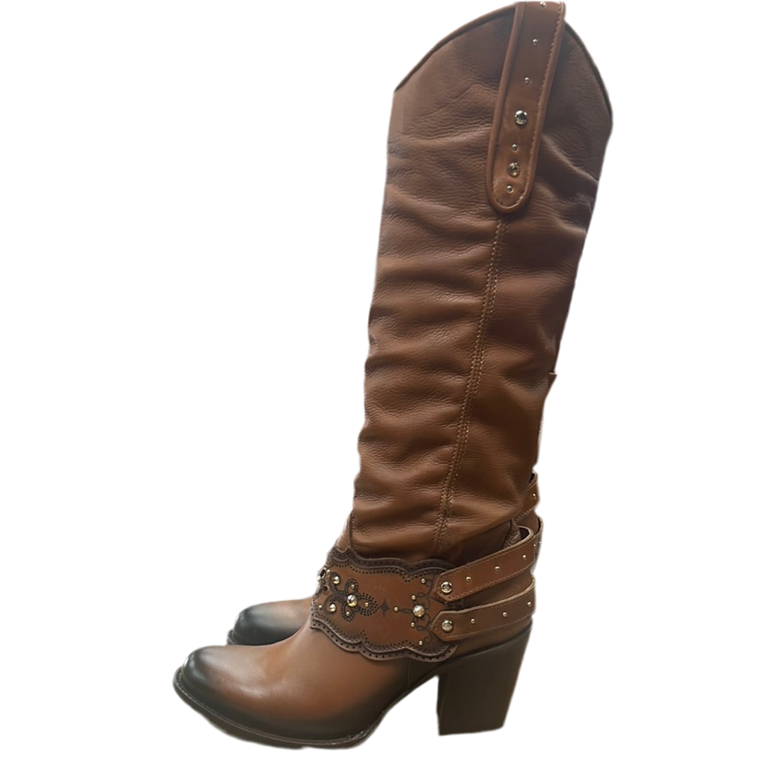 Cuadra Ladies Honey Cowhide Laser & Crystal Boot