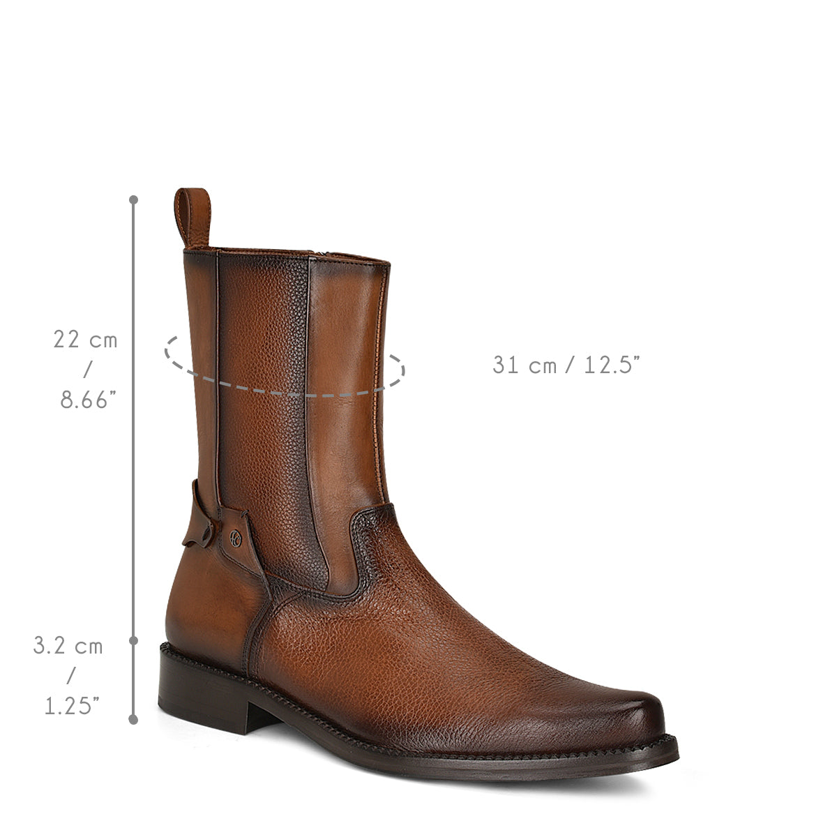 Cuadra Mens  Deer Zipper Round Toe Botin