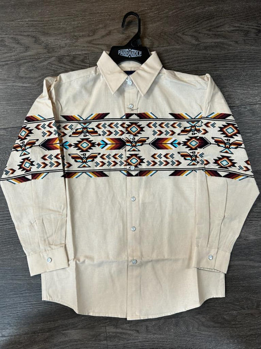 Panhandle Slim Thunderbird Border Tan/Cream Boy Shirt