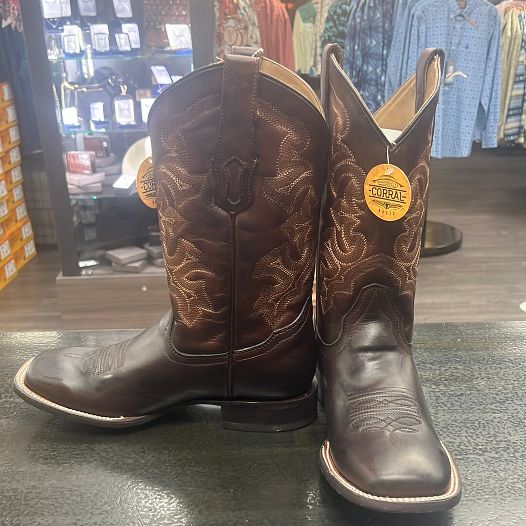 Corral Boot Company Mens Dark Brown Shedron Square Toe Boot