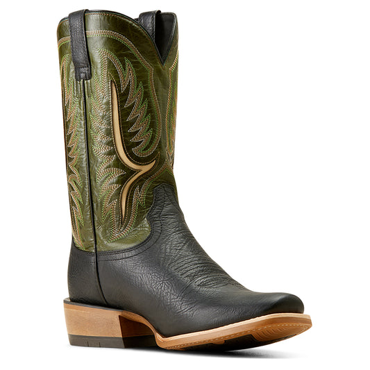 Ariat Mens Stadtler Black Roughout/ Neon Lime Cowboy Boot