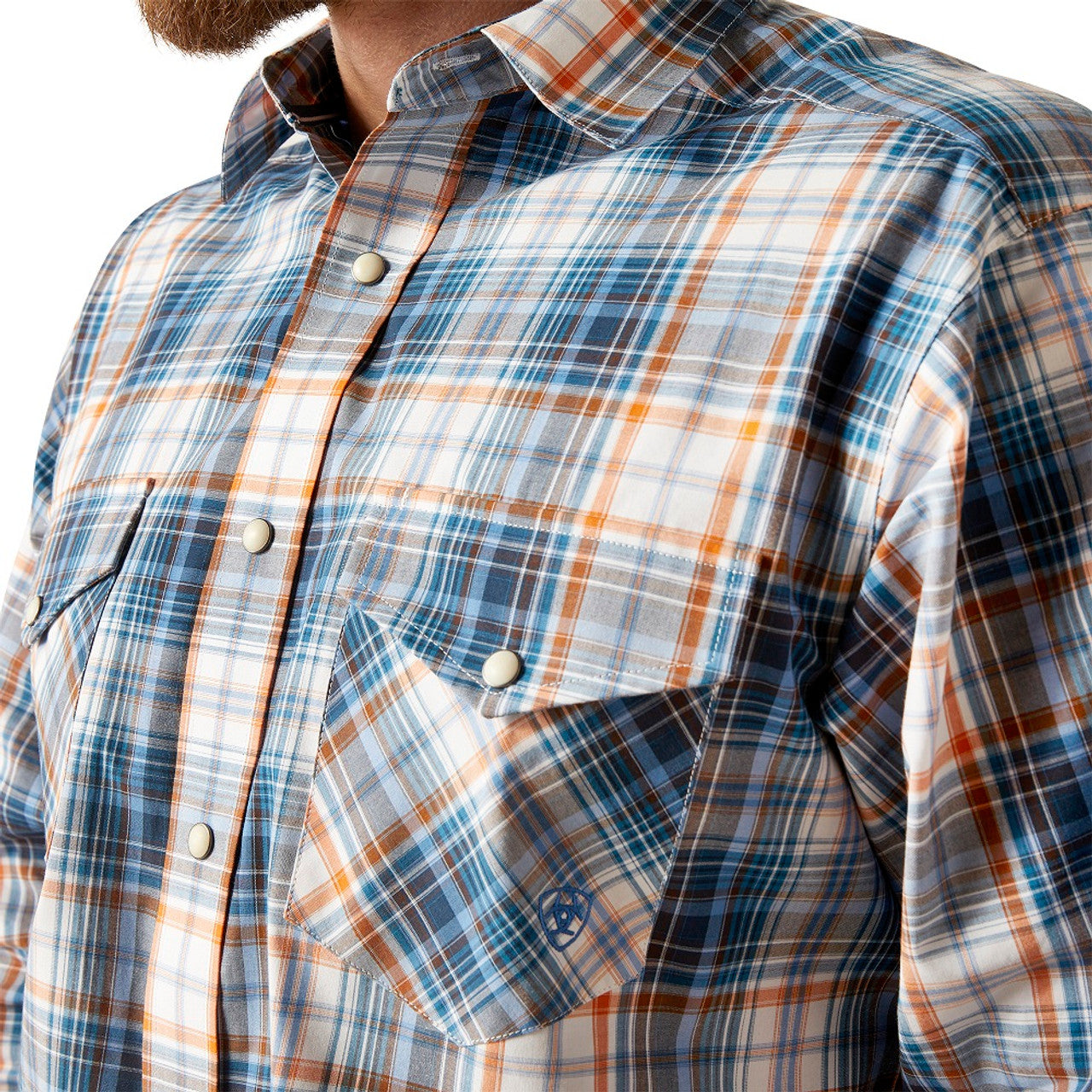 Ariat Blue Orange Plaid Shirt