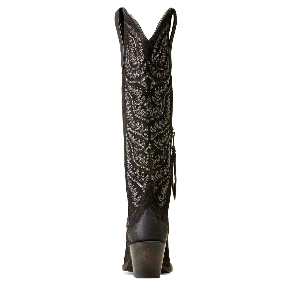 Ariat Ladies Laramie StretchFit Distressed Black Suede Western Boot