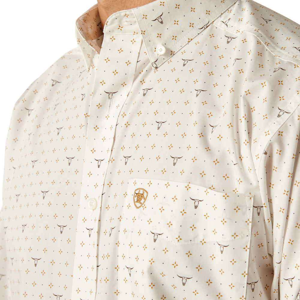 Ariat Mens White/Cream Long Horn Shirt