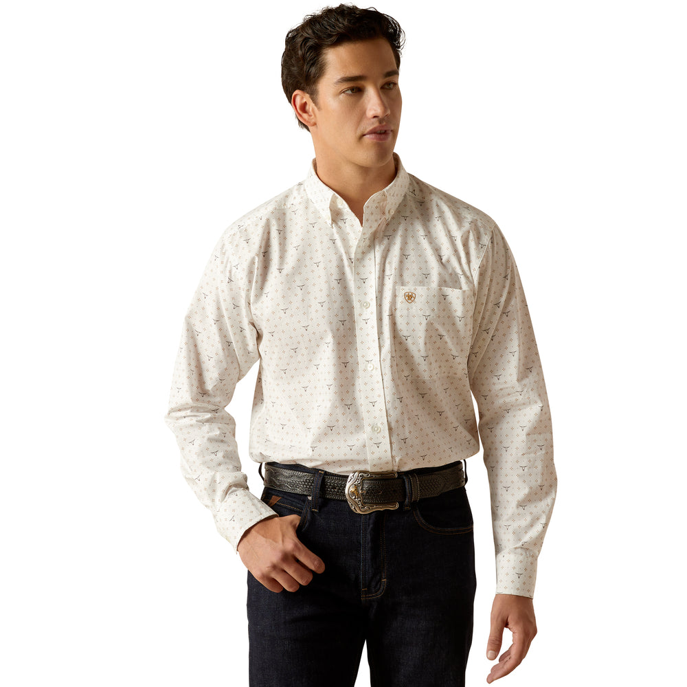 Ariat Mens White/Cream Long Horn Shirt