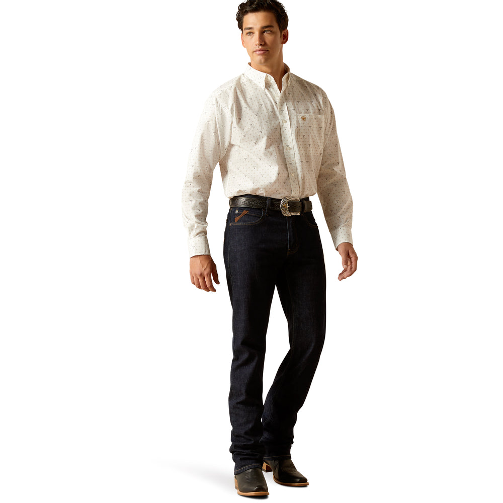 Ariat Mens White/Cream Long Horn Shirt