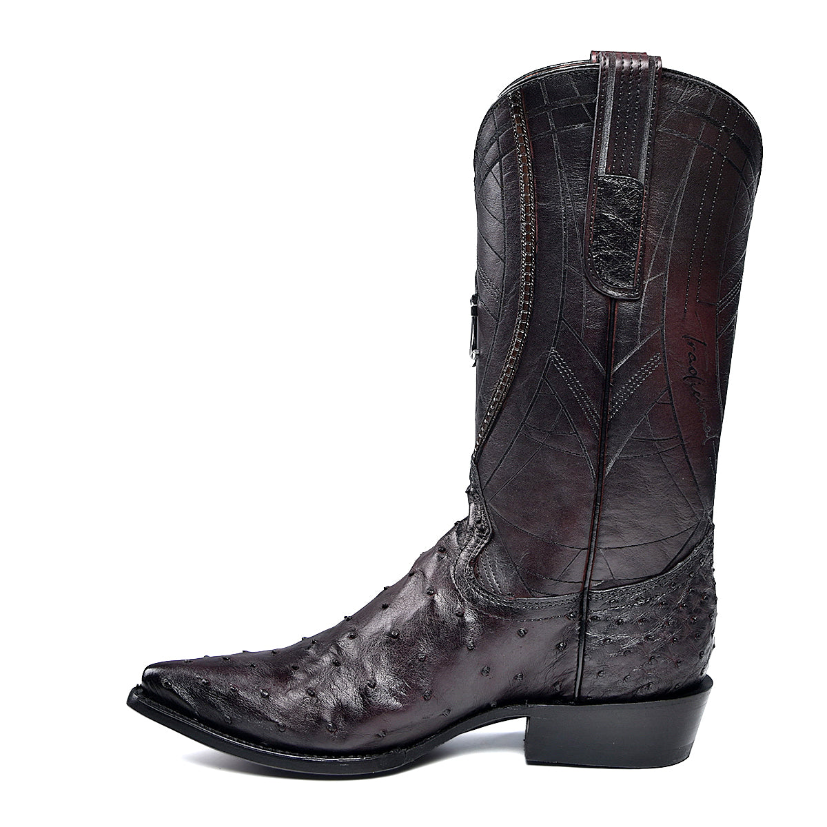 Cuadra Mens Ostrich Black Cherry Exotic Boot