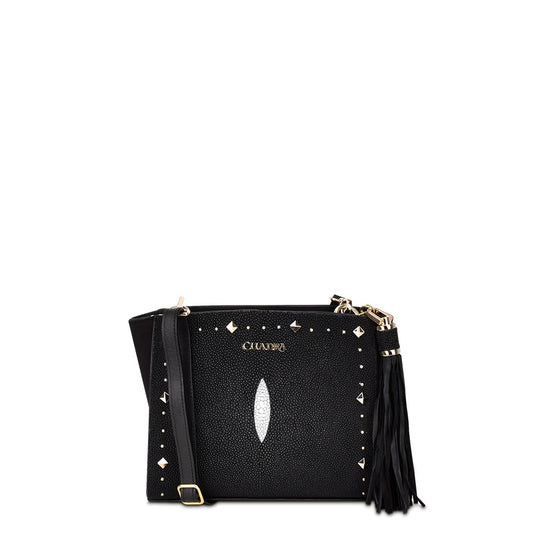 Cuadra Black Stingray Studded Hand Bag