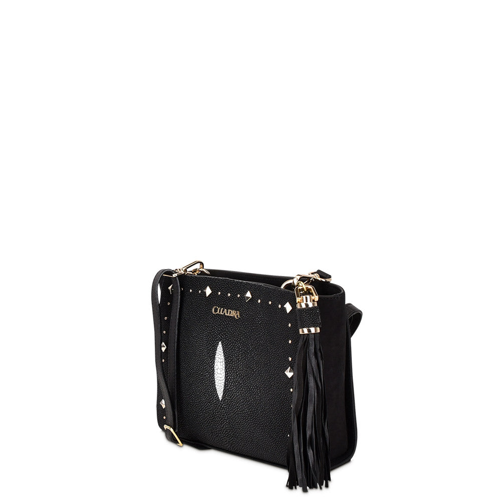 Cuadra Black Stingray Studded Hand Bag