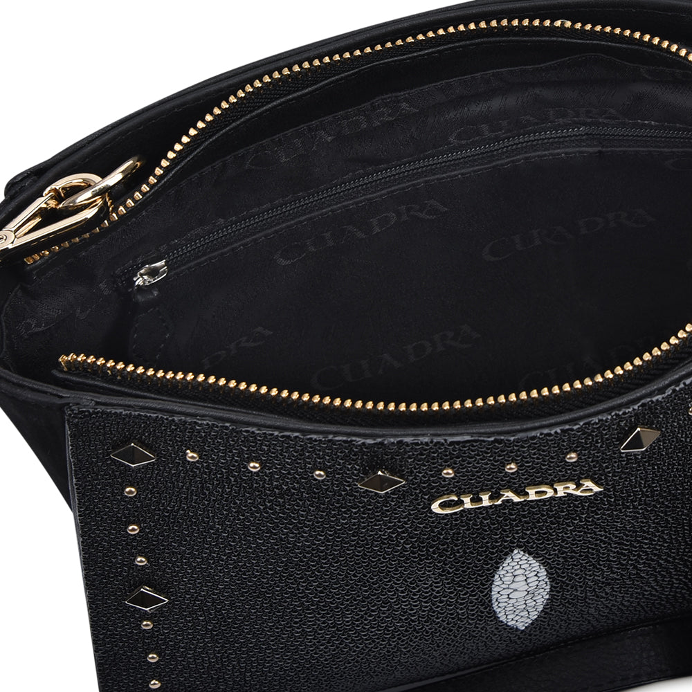 Cuadra Black Stingray Studded Hand Bag