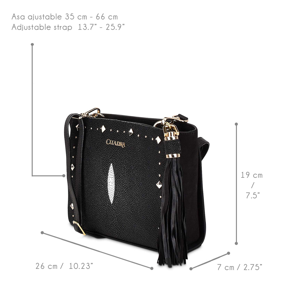 Cuadra Black Stingray Studded Hand Bag