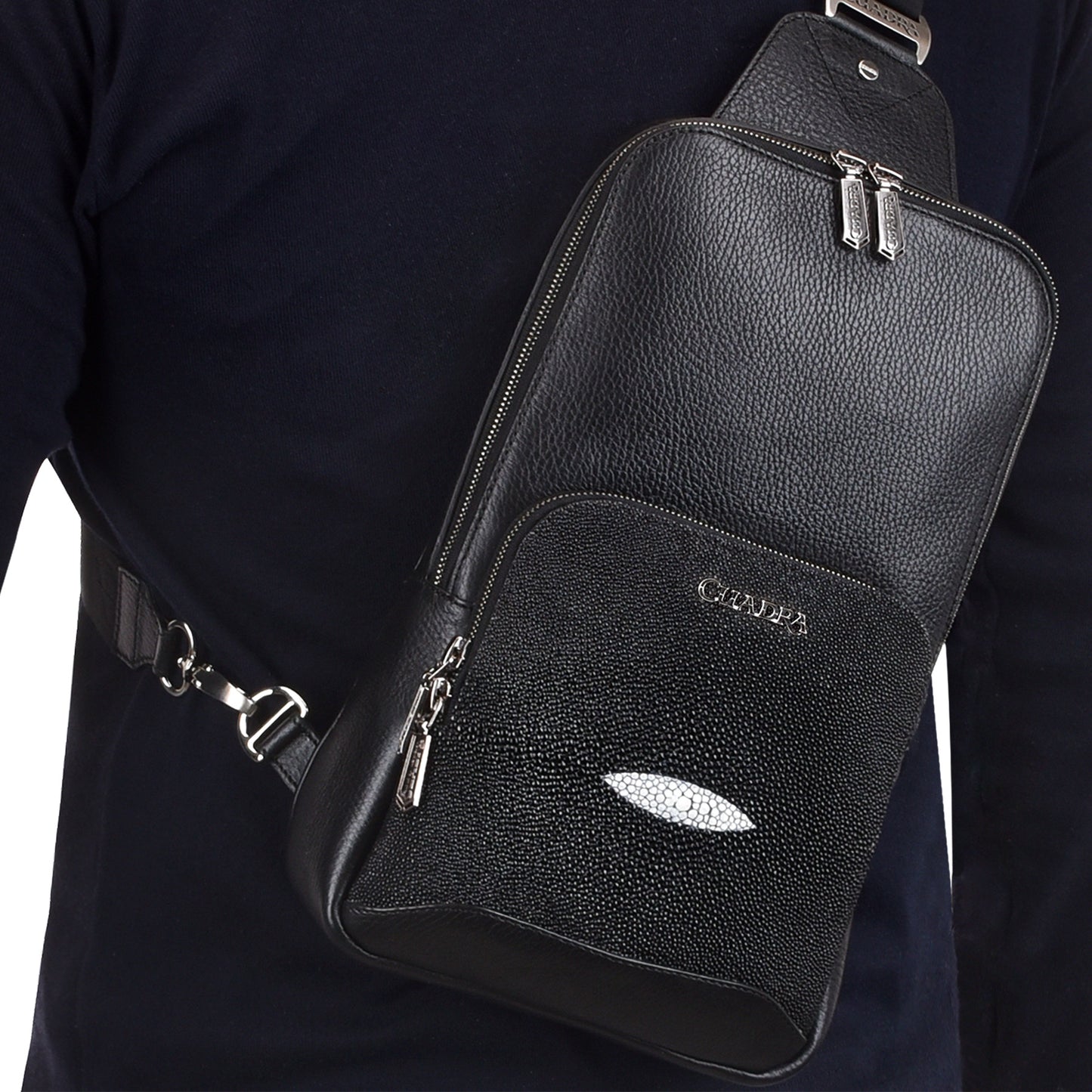 Cuadra Black Stingray Cross Body Bag