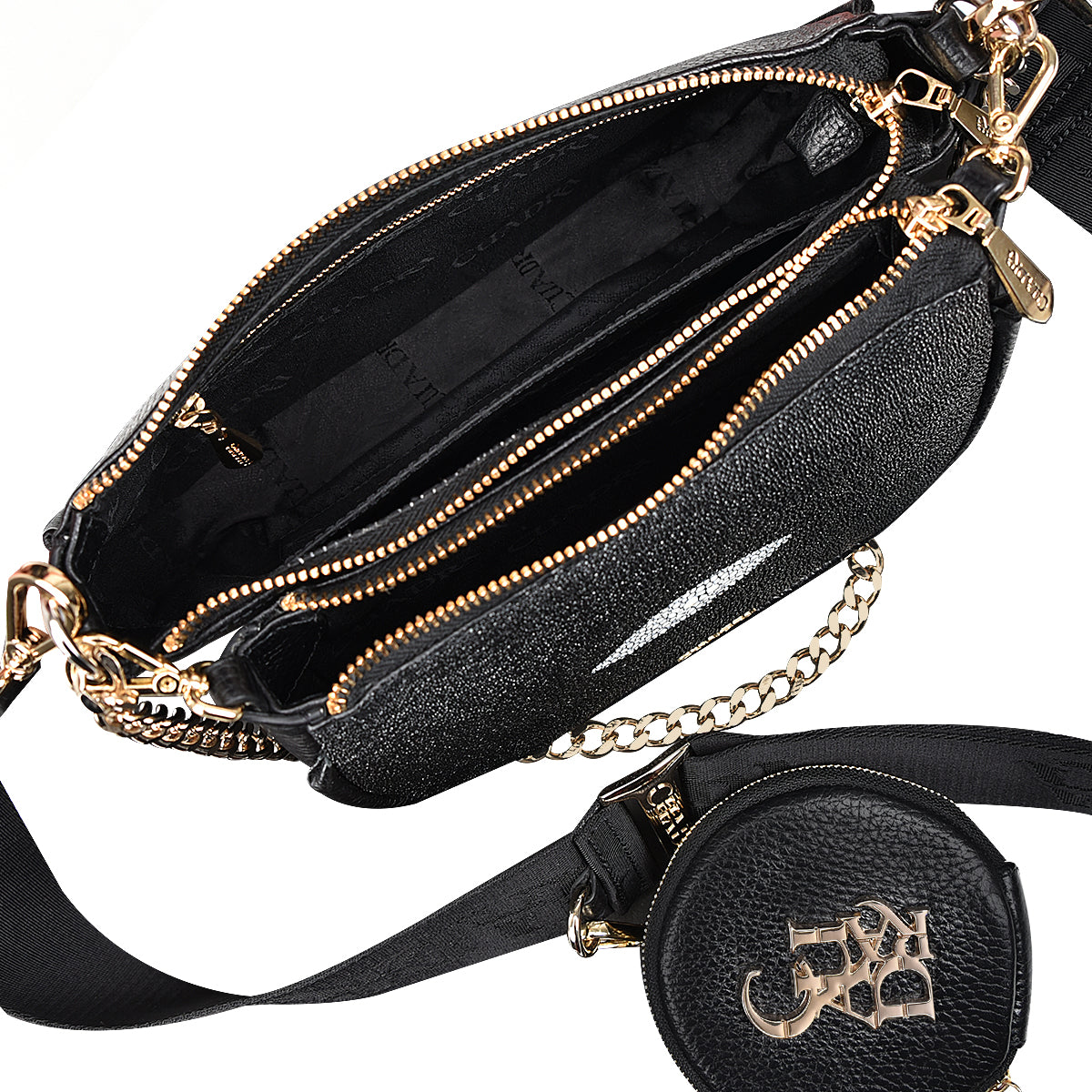 Cuadra Black Stingray Zipper Bag Set