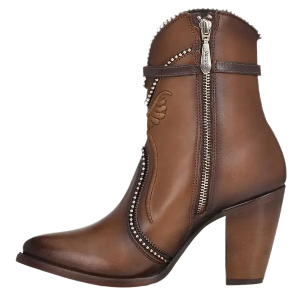 Cuadra Embroidered Honey Leather Western Bootie