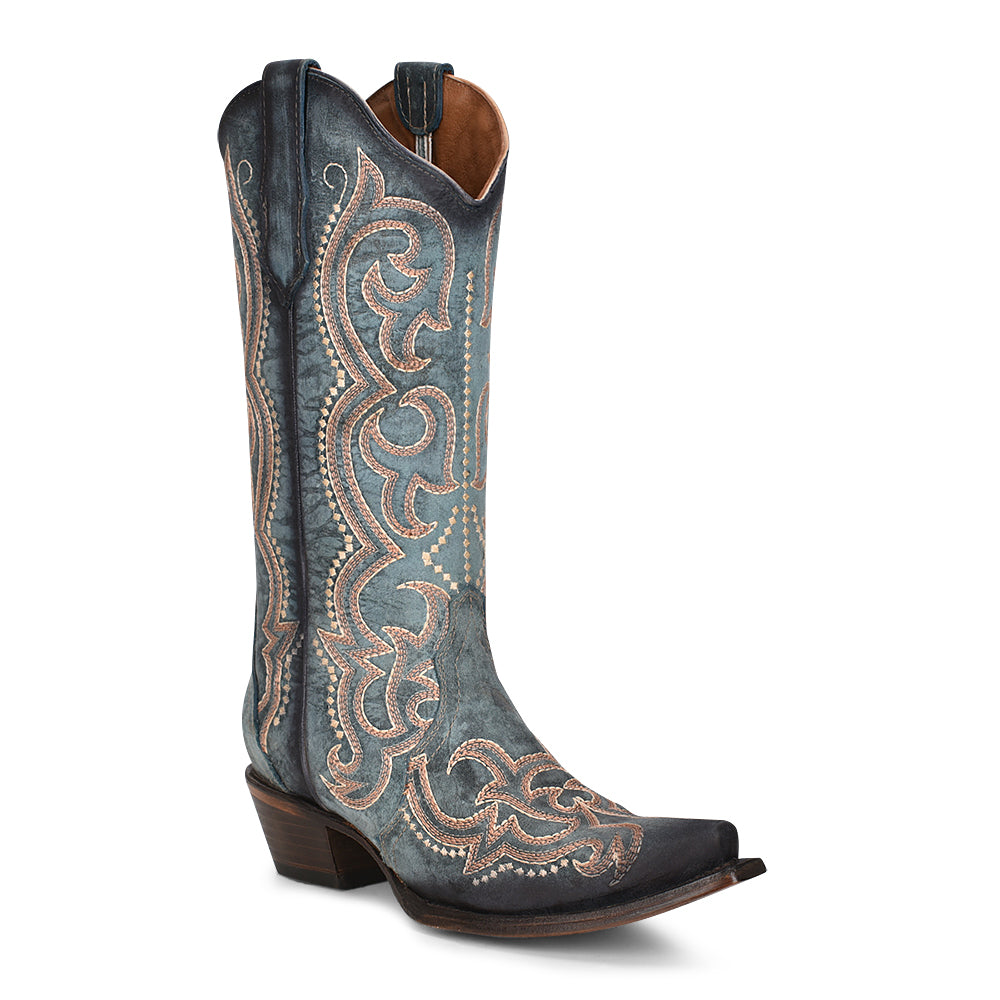 Circle G Embroidered Blue Detailed Western Boot