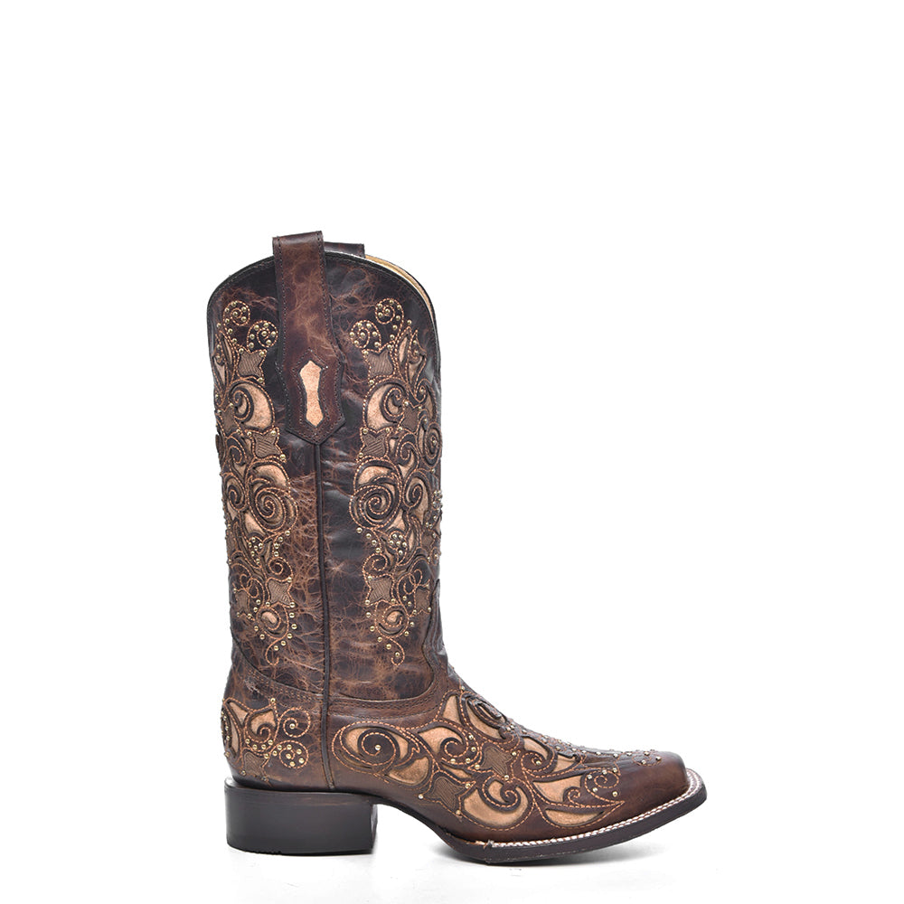 Corral Boot Company Brown Inlay, Studs & Embroider