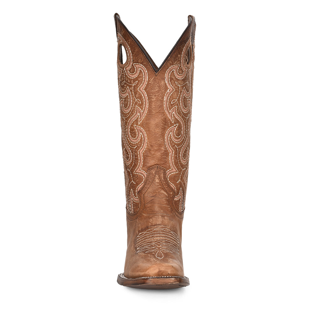 Corral Boot Company Cognac Cutout & Embroidery Squ