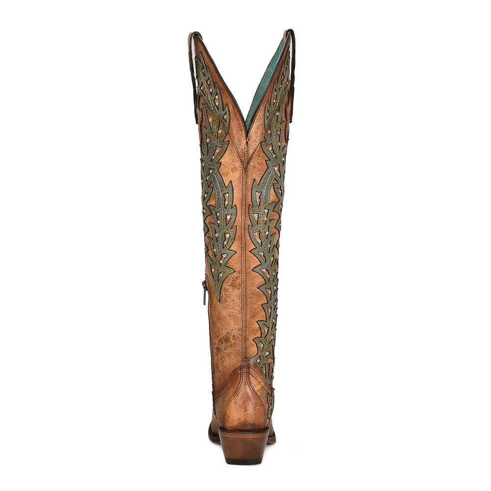 Corral Boot Company Ladies Tan & Turquoise Tall Cowgirl Boot