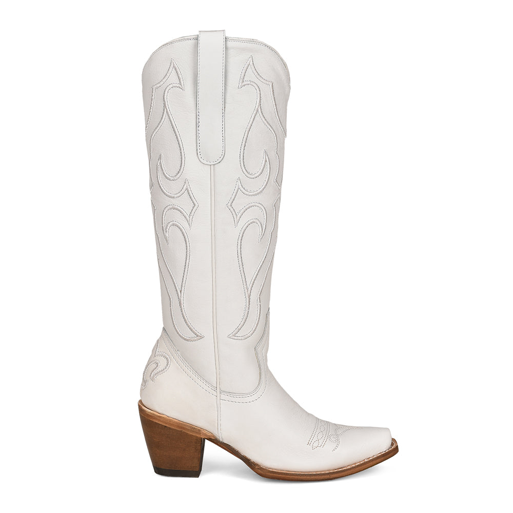 Corral Boot Company Ladies Pure White Embroidery Snip Toe Cowgirl Boot