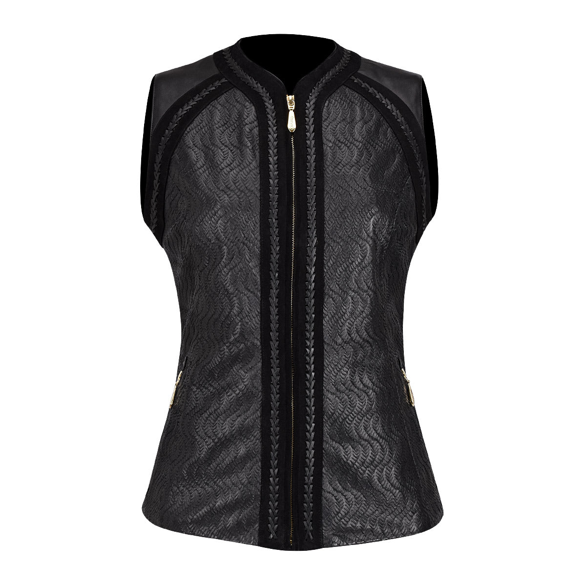 Cuadra Womens Black Natural Woven Vest