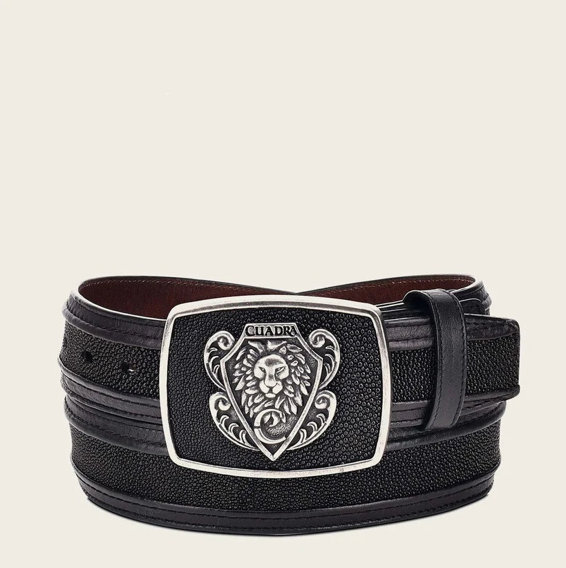 Cuadra Mens Black Stingray Exotic Belt